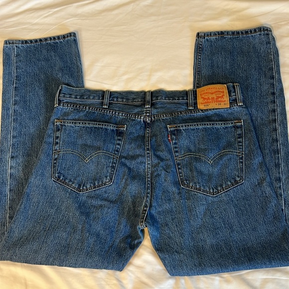Levi’s 505 Rigid Denim Men’s Blue Jeans 38 x 31 - Picture 3 of 10